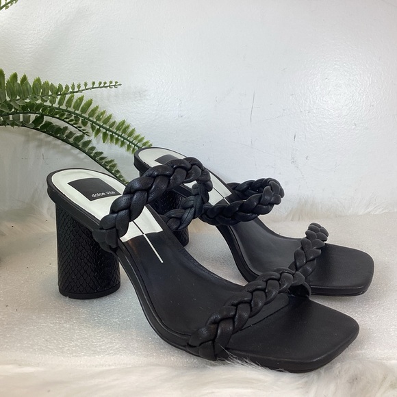 DOLCE VITA NIARI BRAIDED SQUARE TOE SANDALS BLACK NWOT SZ 8.5 - Picture 9 of 16